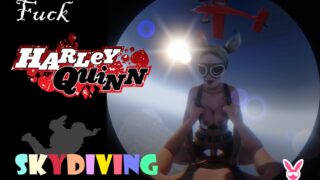 VReal_18K Fuck Harley Quinn skydiving from airplane jump and falling down shortly before opening the parachute – DC comics parod